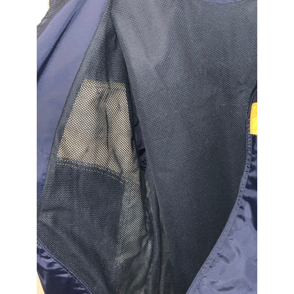 Vintage No Boundaries Unisex Windbreaker Jacket Navy Yellow Large Hooded Zip