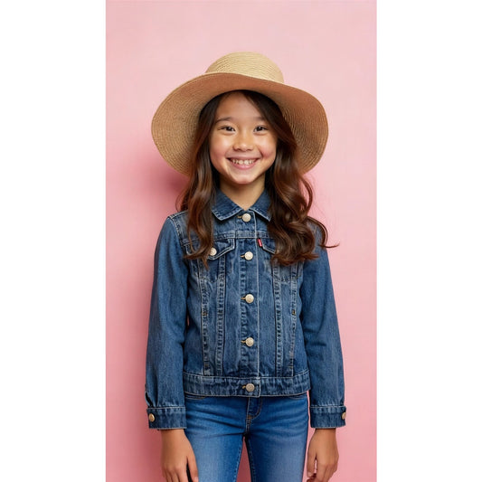 Levi's Kids Denim Trucker Jacket Blue Bomber Size 6 Casual