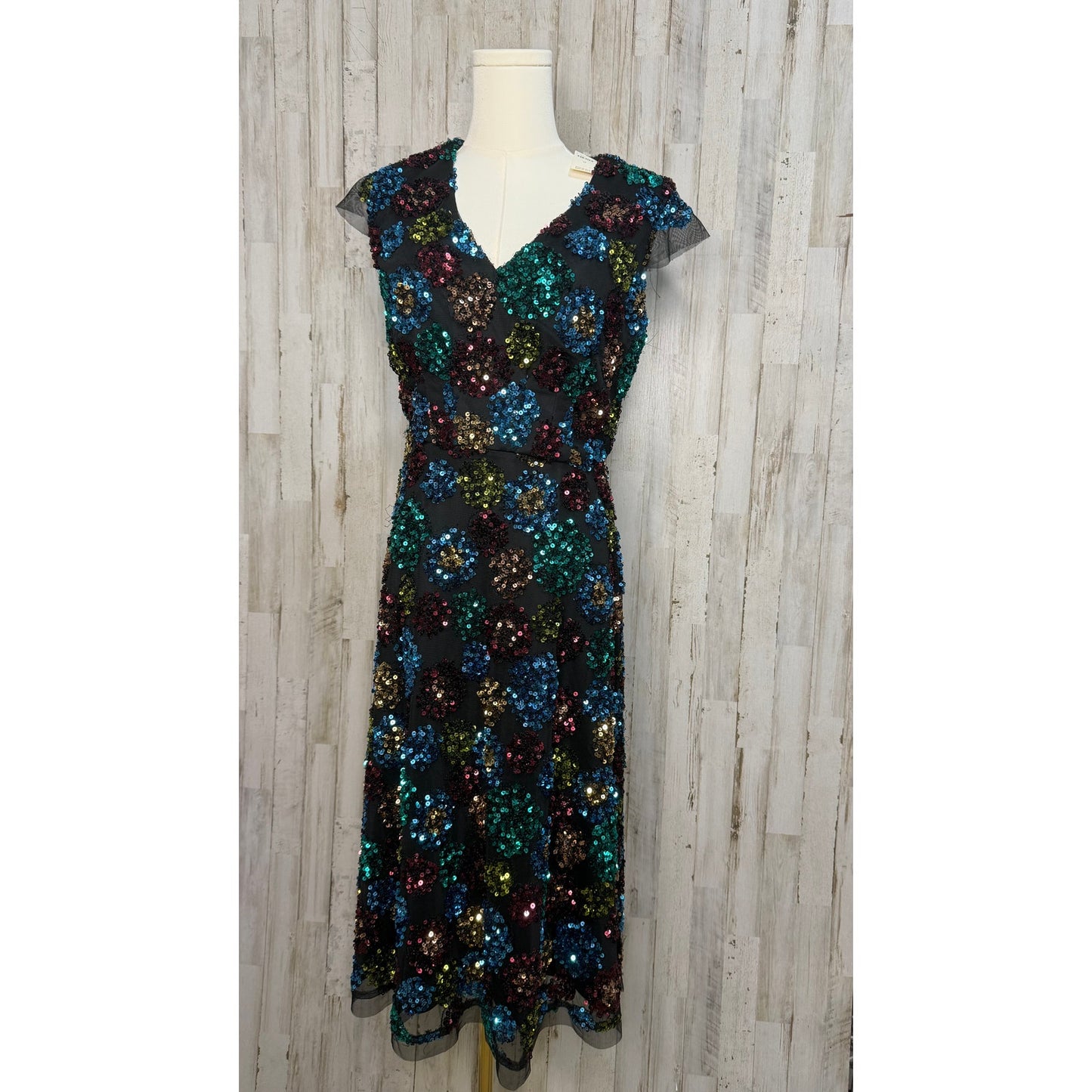 NWT Eva Franco Glenna Sequined Midi Dress Multicolor Size 0 Party/Cocktail