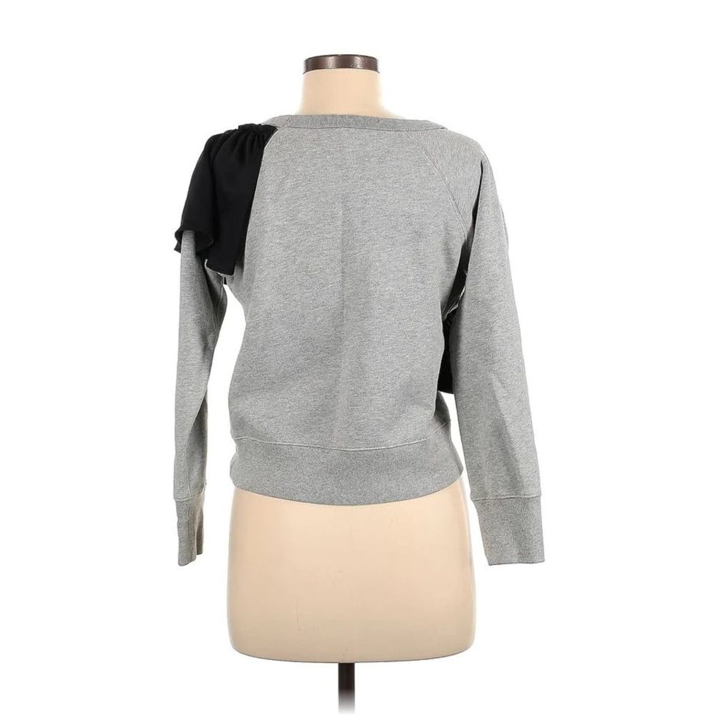 J. Crew Women's Medium Grey Asymmetrical Ruffle Pullover Long Sleeve Sweater