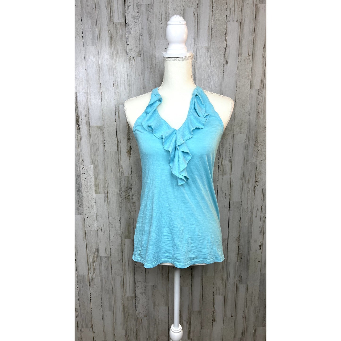 Lilly Pulitzer Women's Spa Blue Ruffled Tank Top Size Small Sleeveless