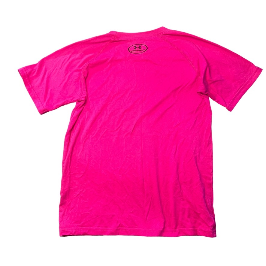 Under Armour Kids Girls Medium HeatGear Tech Pink Logo Short Sleeve T-Shirt