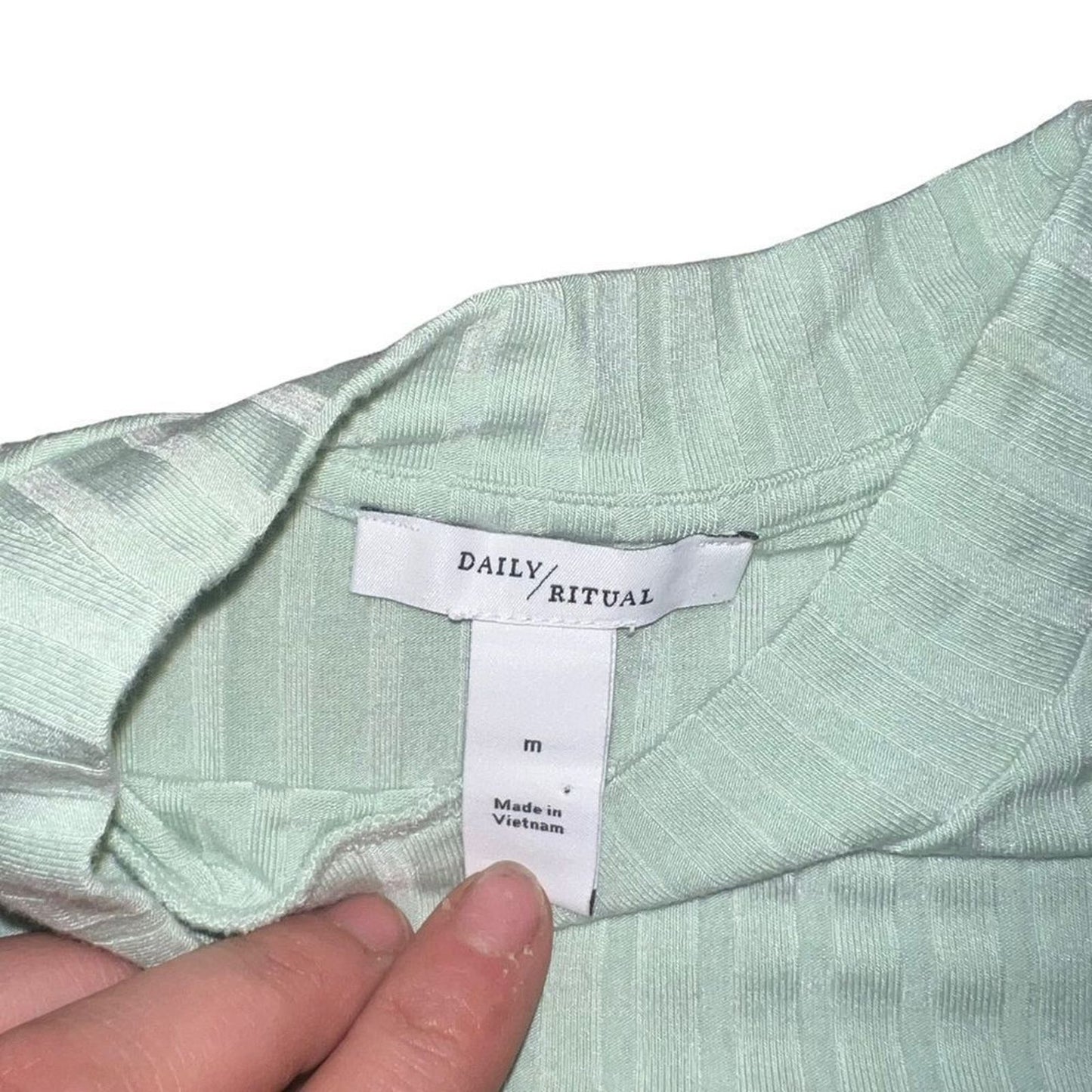 Daily / Ritual Seafoam Green Ribbed Long Sleeve Top Size Medium