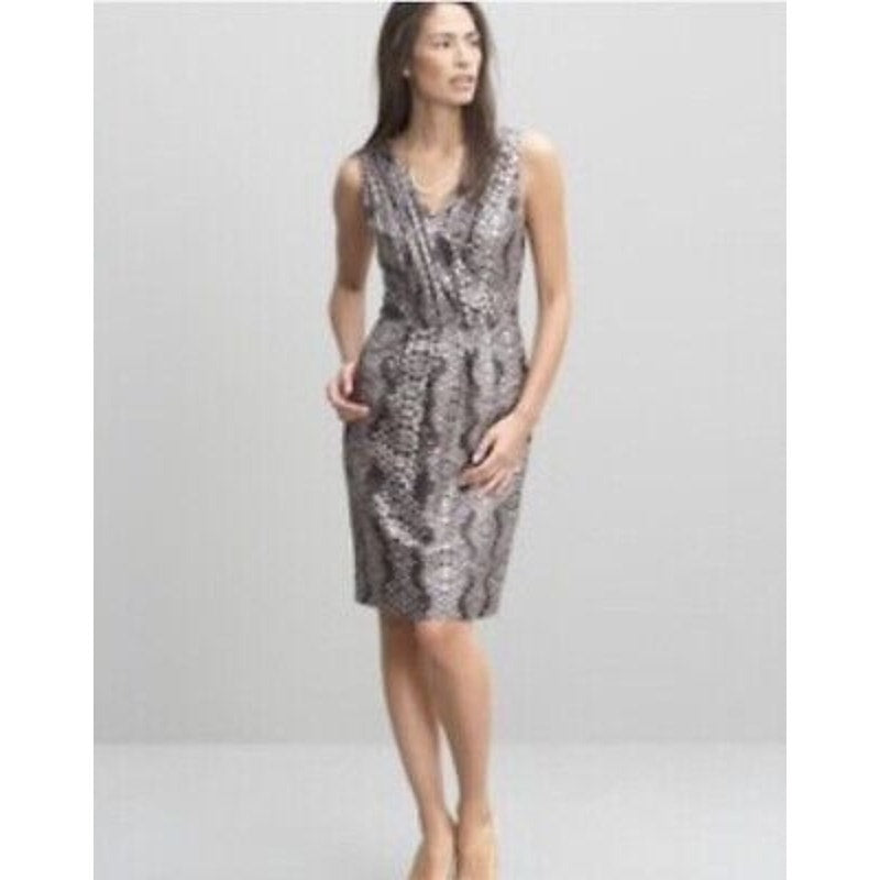 Banana Republic Women's Silk Snake Print Sheath V-Neck Dress Size 2