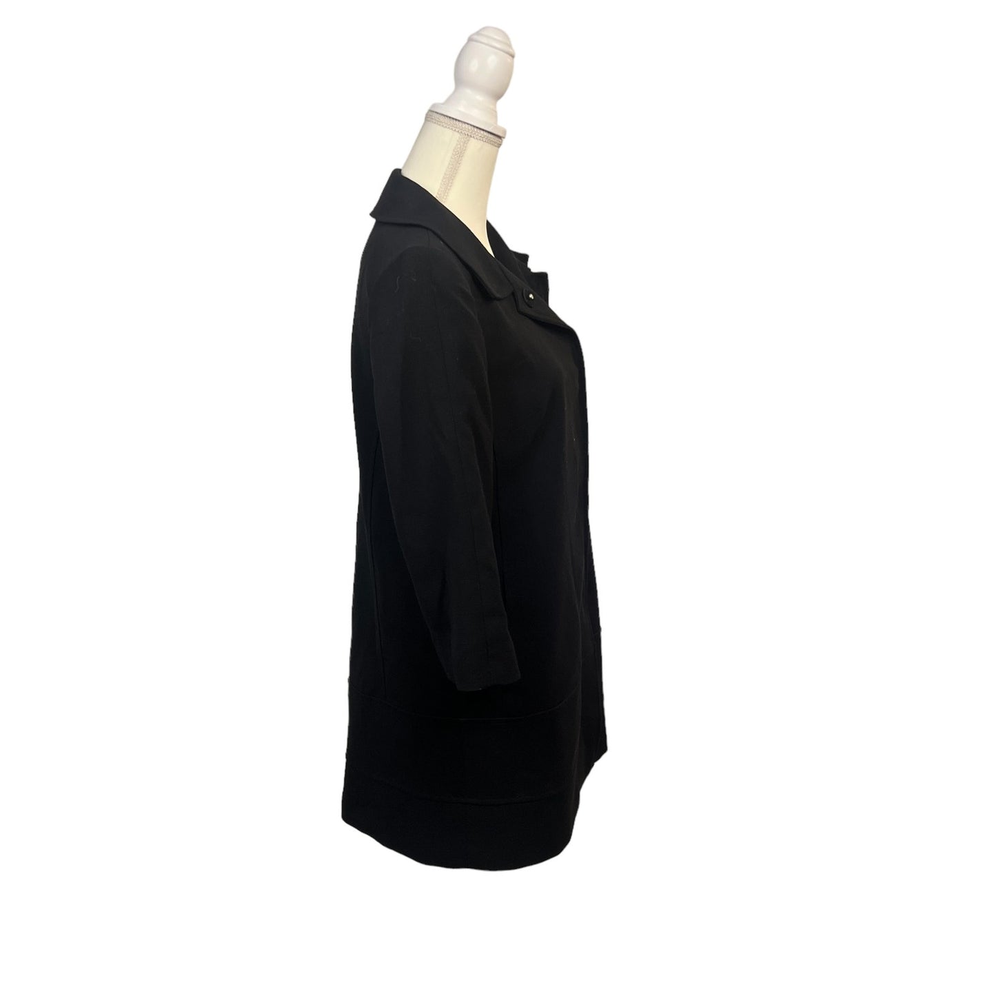 Banana Republic Women's Black Overcoat Size Small 3/4 Sleeve Mid-Length Elegant