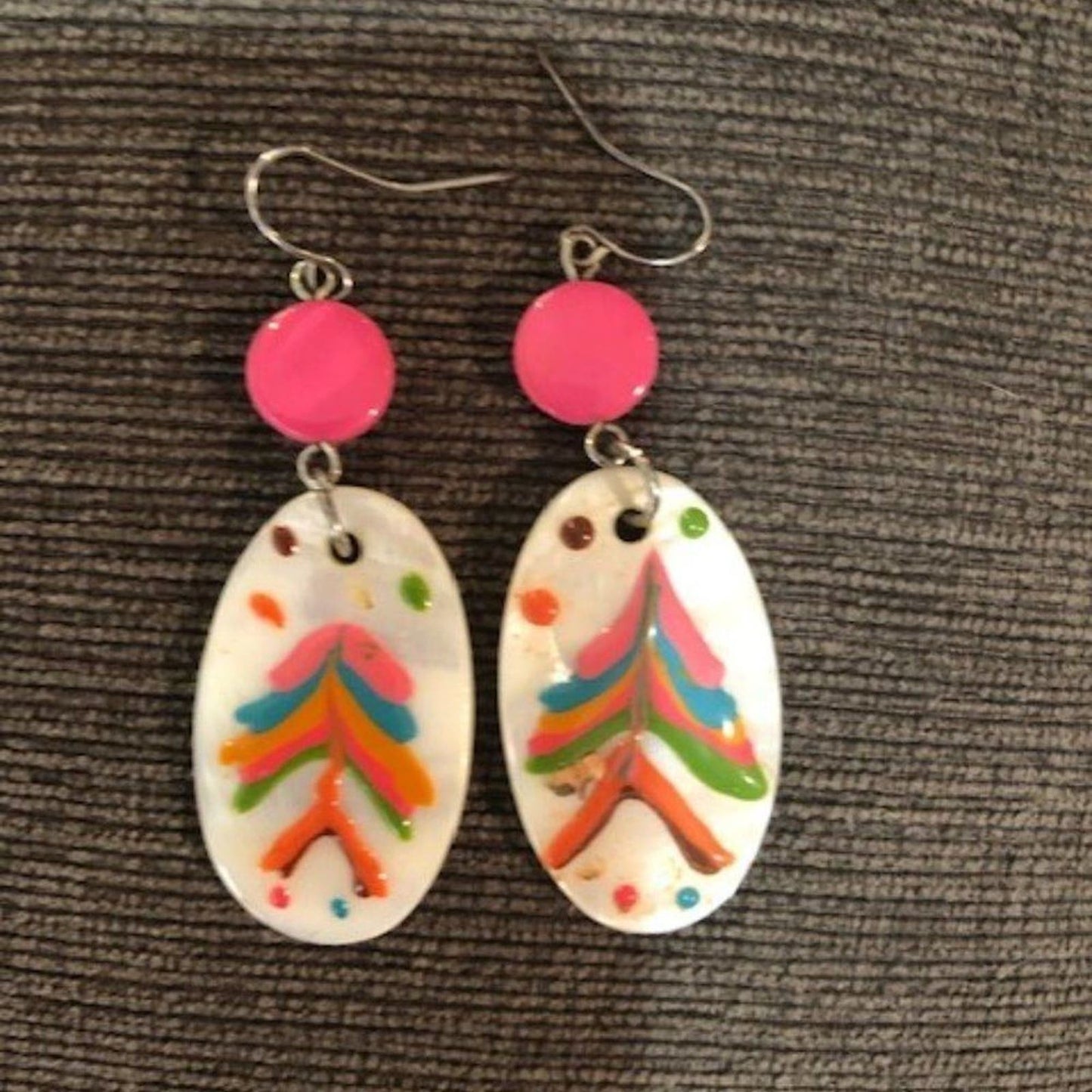 Set pink/white chunky necklace & earrings