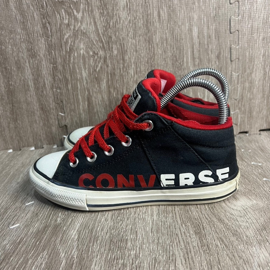 Converse All Star Kids Mid Black/Red Kids High Top Sneakers Size 2