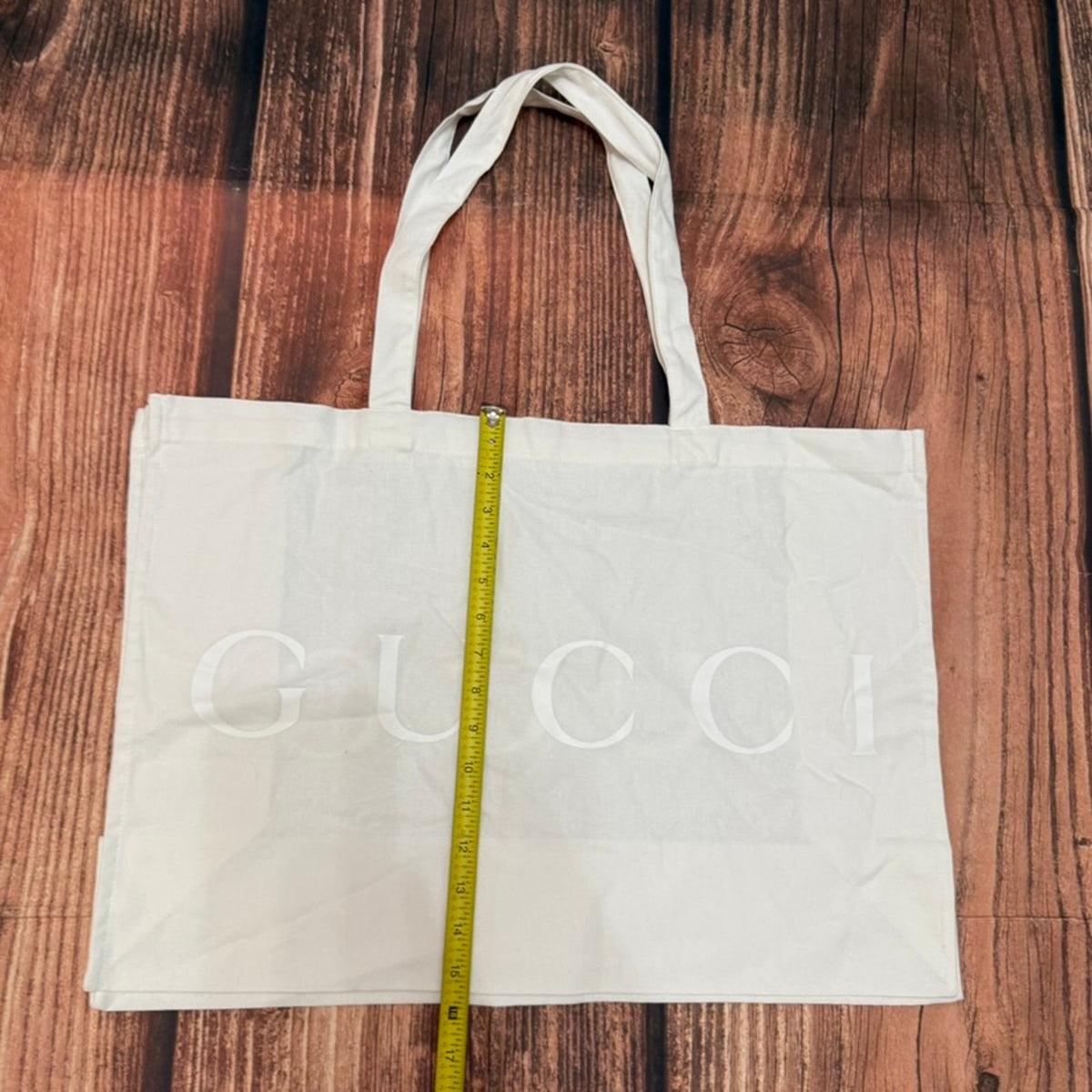 Gucci Tote Bag Large White Ivory Logo Print 22x16 Travel Beach Shopper