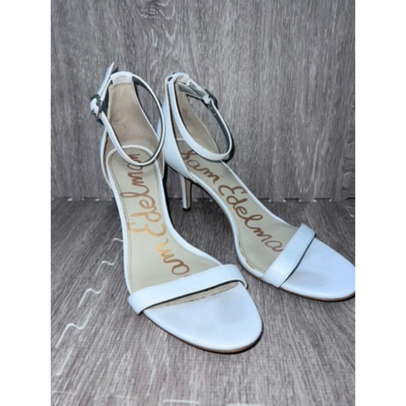 Sam Edelman Women's White Ankle Strap Heeled Sandals Size 9.5