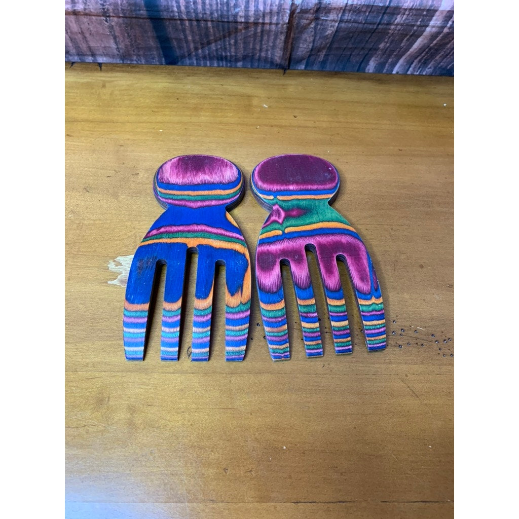 Island Bamboo Salad Hands Serving Tongs Set Multicolor