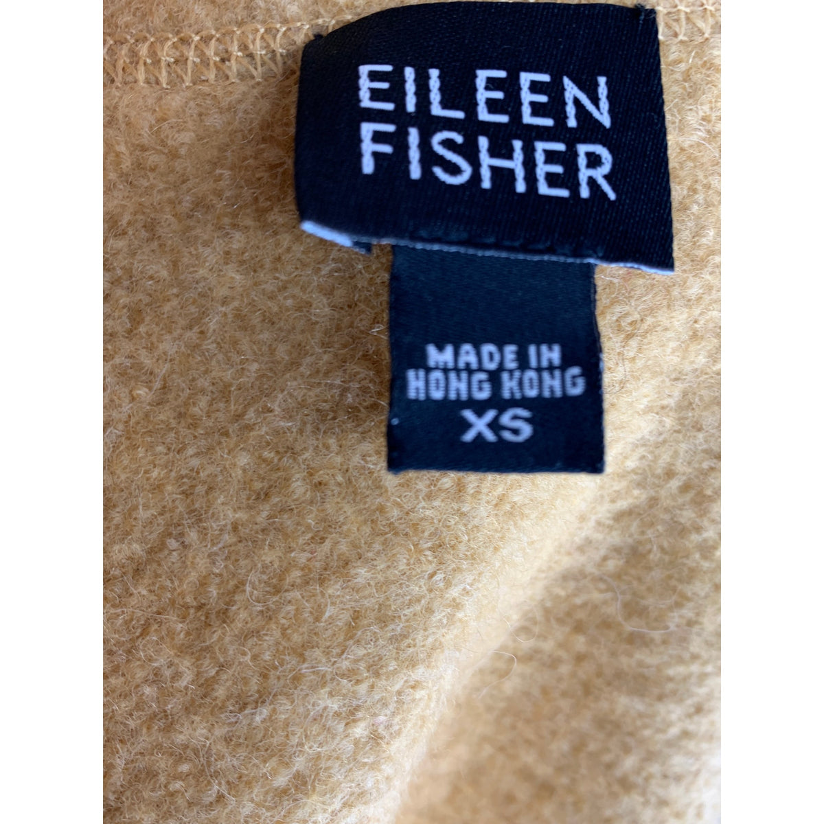 Eileen Fisher Jacket Womens Extra Small Mustard Yellow Full Zip Mock Neck 100% Wool