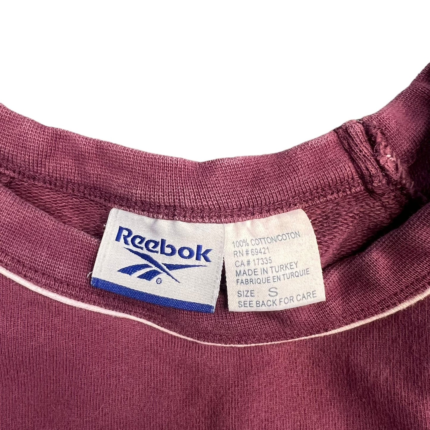 Vintage Reebok Women's Small Cropped Embroidered Logo Raglan Crewneck Sweatshirt