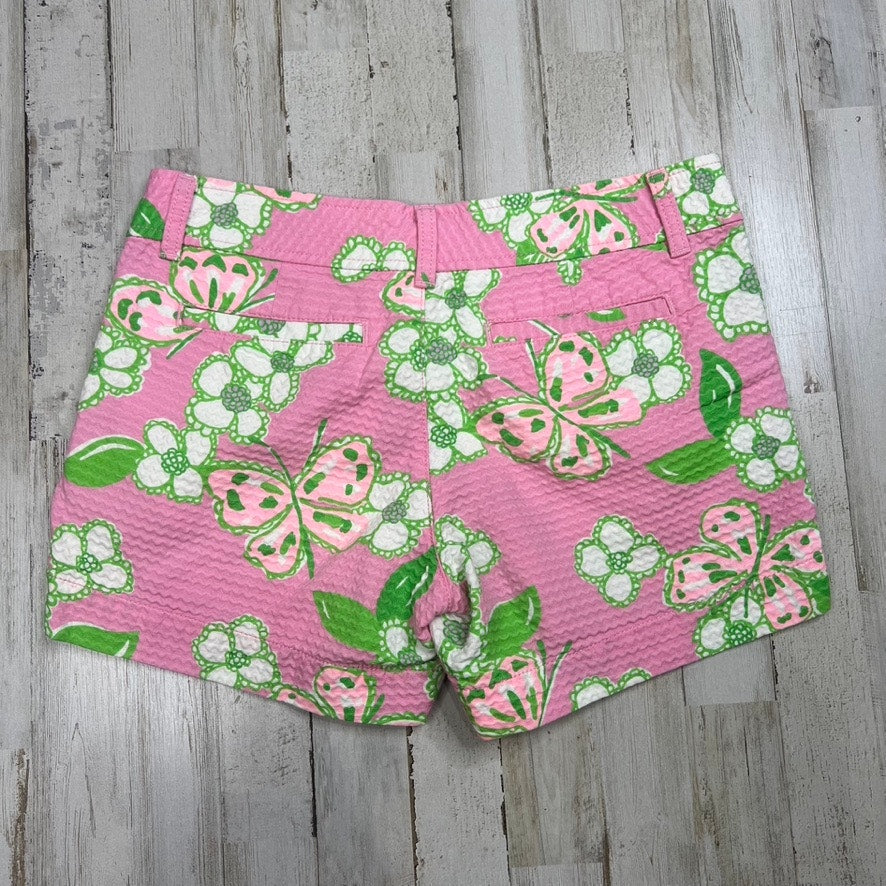 Lilly Pulitzer Callahan Shorts Size 0 Pink Butterfly Floral Print Summer Casual