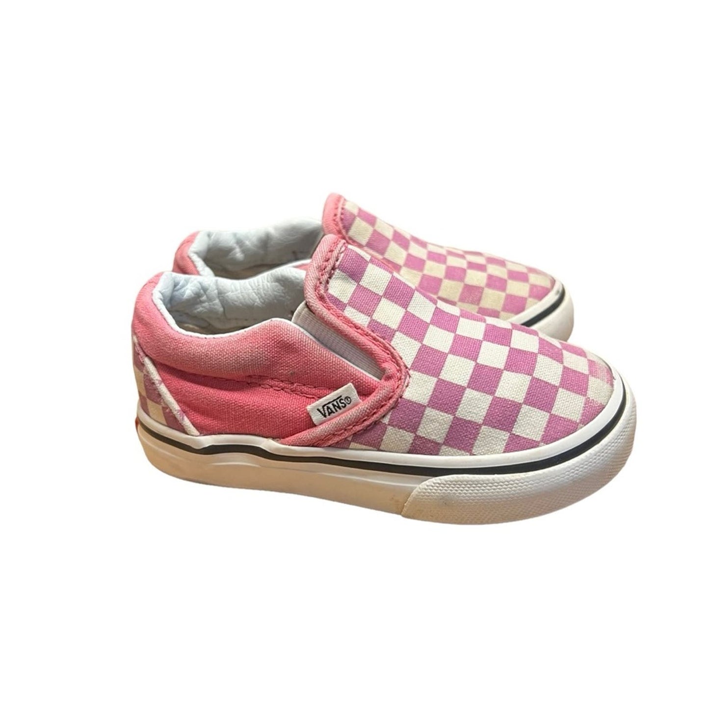 Vans Slip-On V Shoe - Checkerboard Pack- Fuchsia/White - Toddler Girls' 5.5