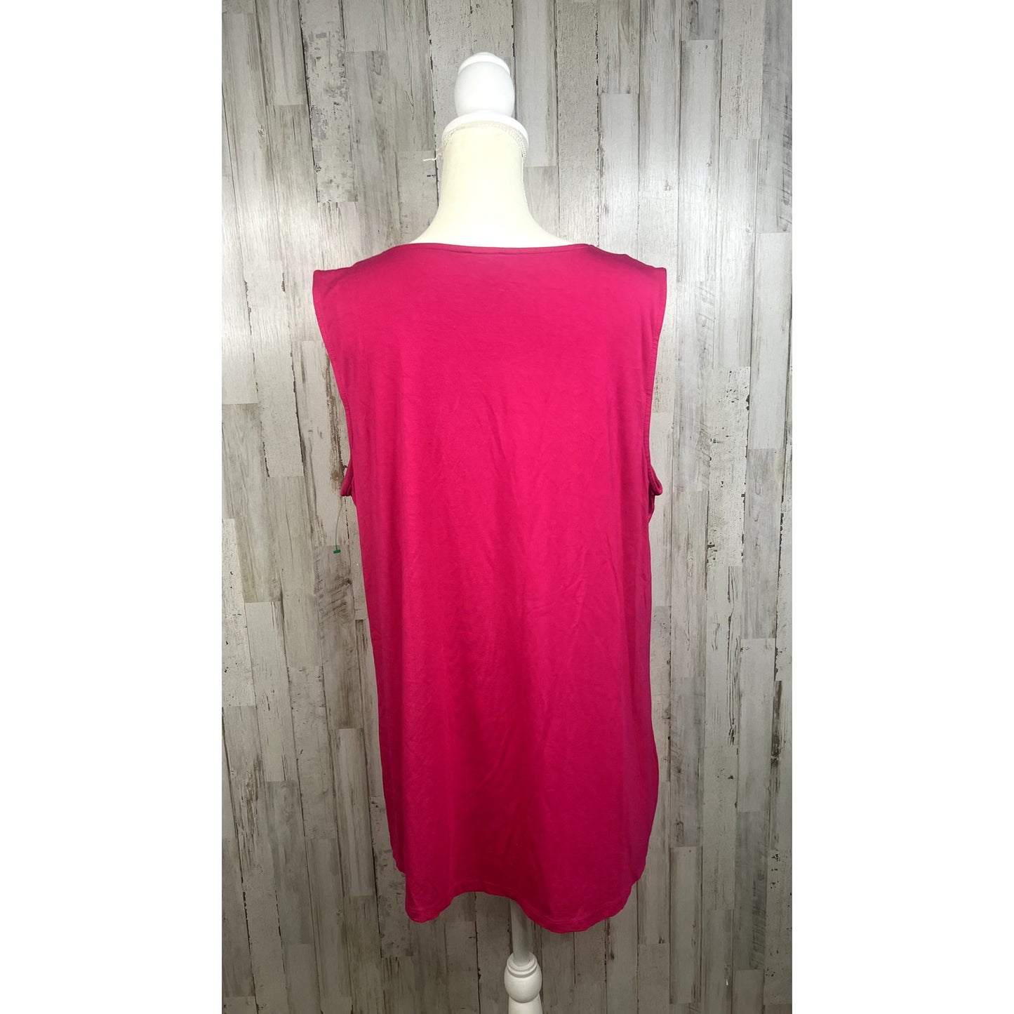 Talbots Women's 2X Bright Pink Pleated Sleeveless Blouse Summer Casual