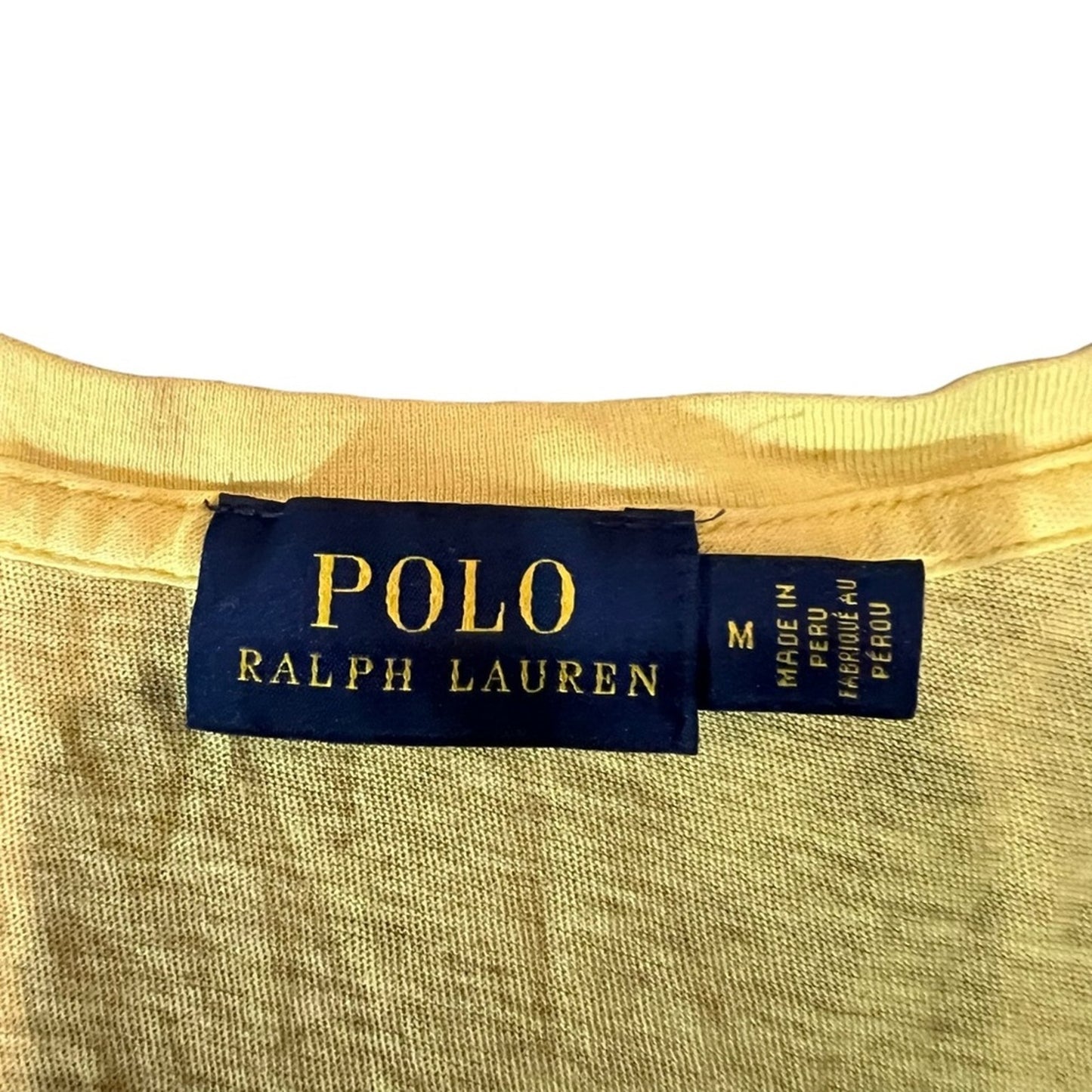 Polo Ralph Lauren T-Shirt Womens Size Medium Yellow V-Neck Short Sleeve Logo