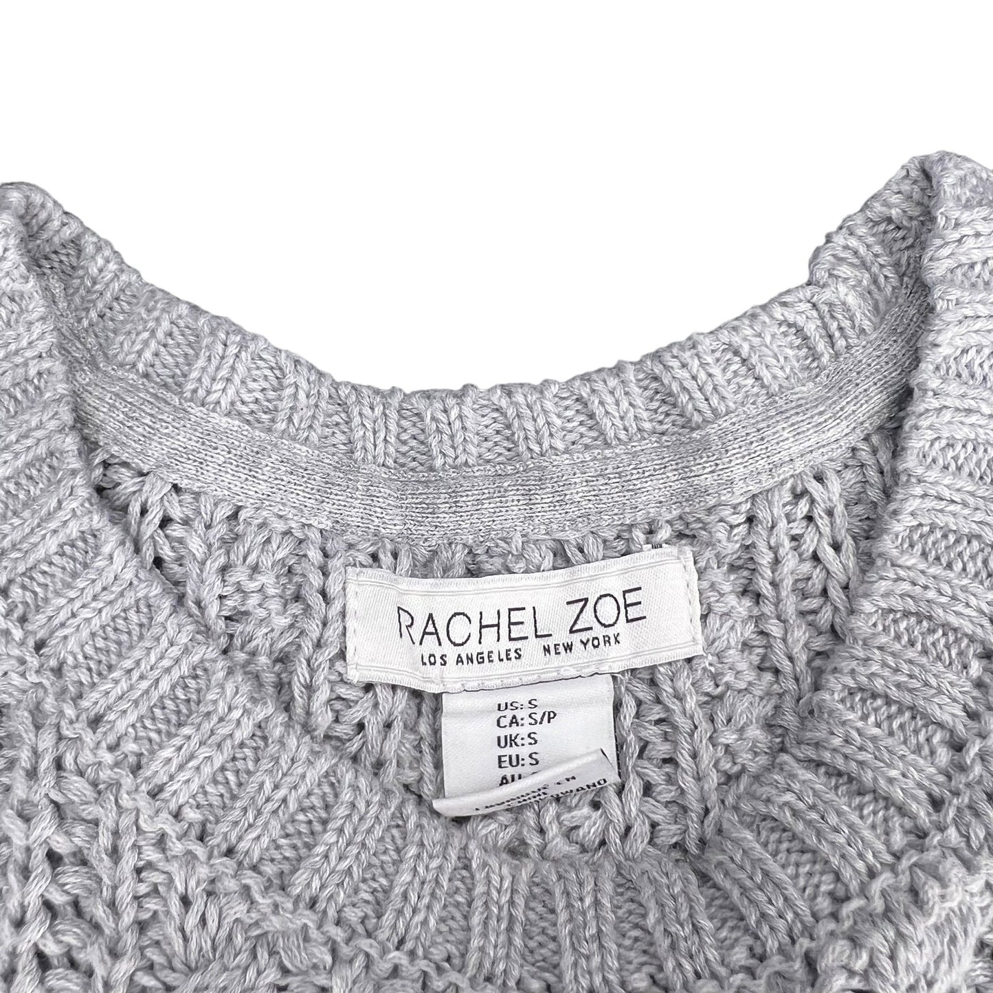 Rachel Zoe Women's Small Grey Cable Knit Sleeveless Sweater Vest Casual Preppy