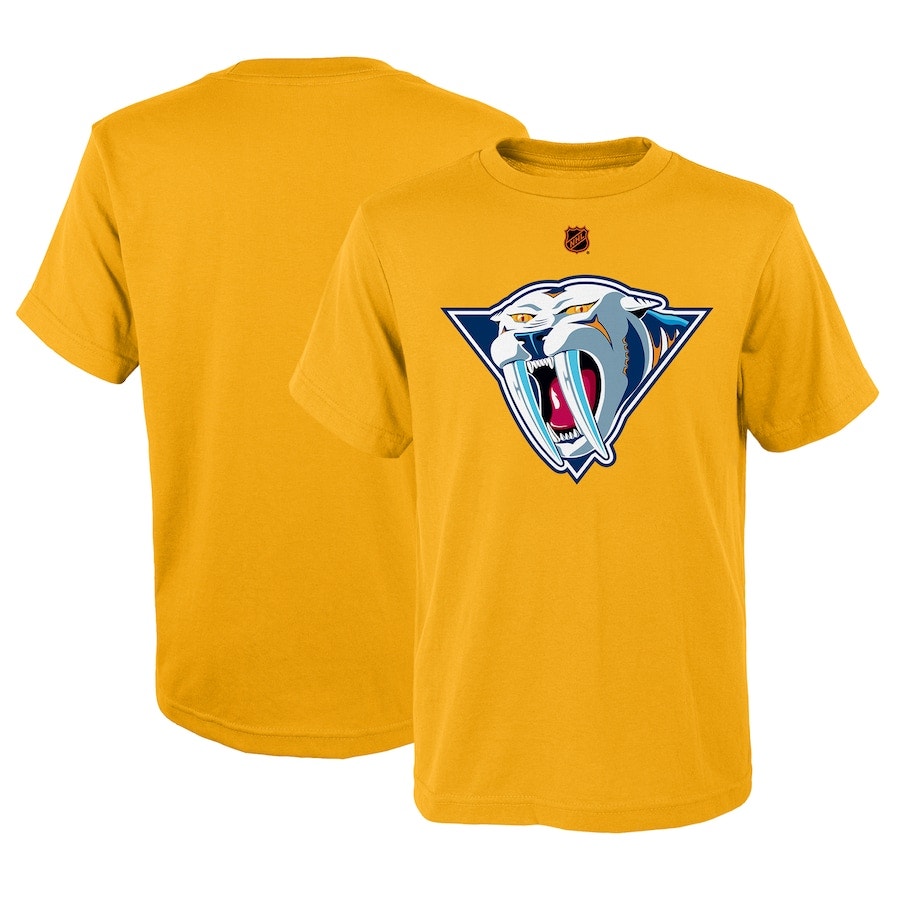 NWT Youth Size Large Gold Nashville Predators Special Edition 2.0 Logo T-Shirt