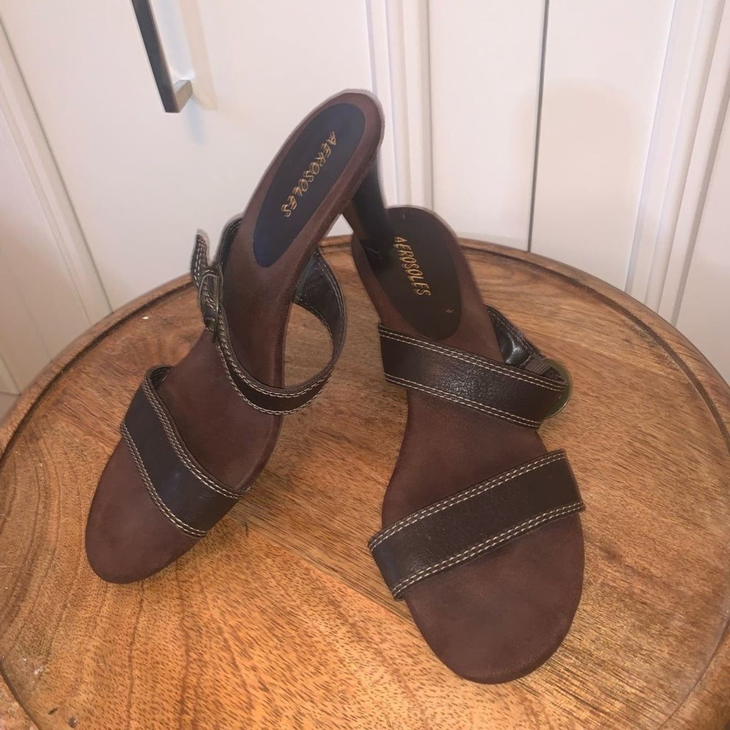 Aerosoles Trot Around brown leather heeled sandals 10M