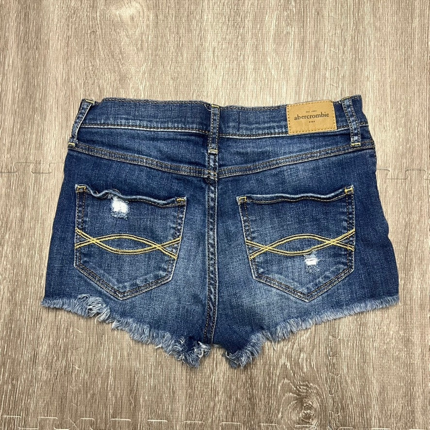 Abercrombie Kids Girls Size 14 Blue Denim Shorts Distressed Casual