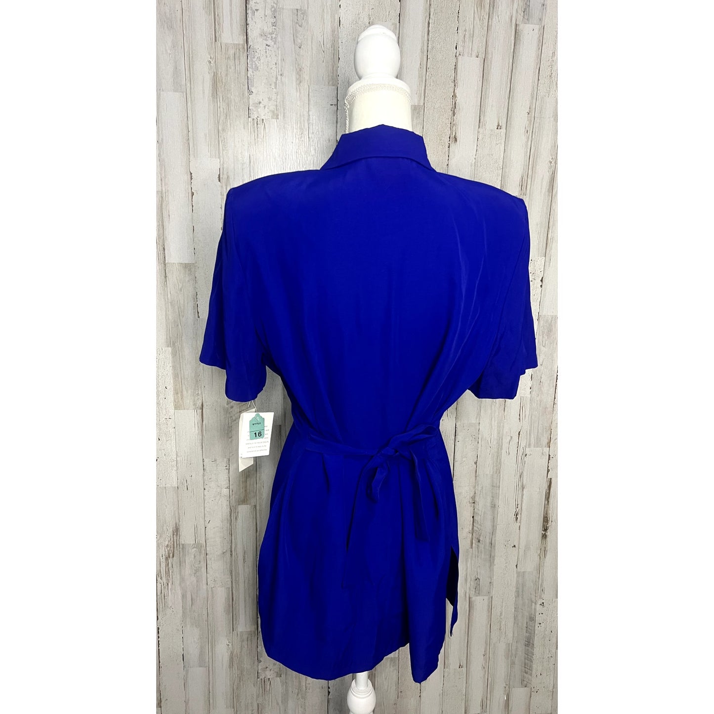 NWT Vintage Pride & Joy Blue Button-Up Dress Size 16 Embroidered Collar Party