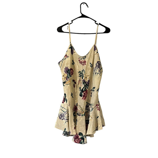 California Dynasty Floral Slip Dress Ivory Women’s Large Adjustable Straps