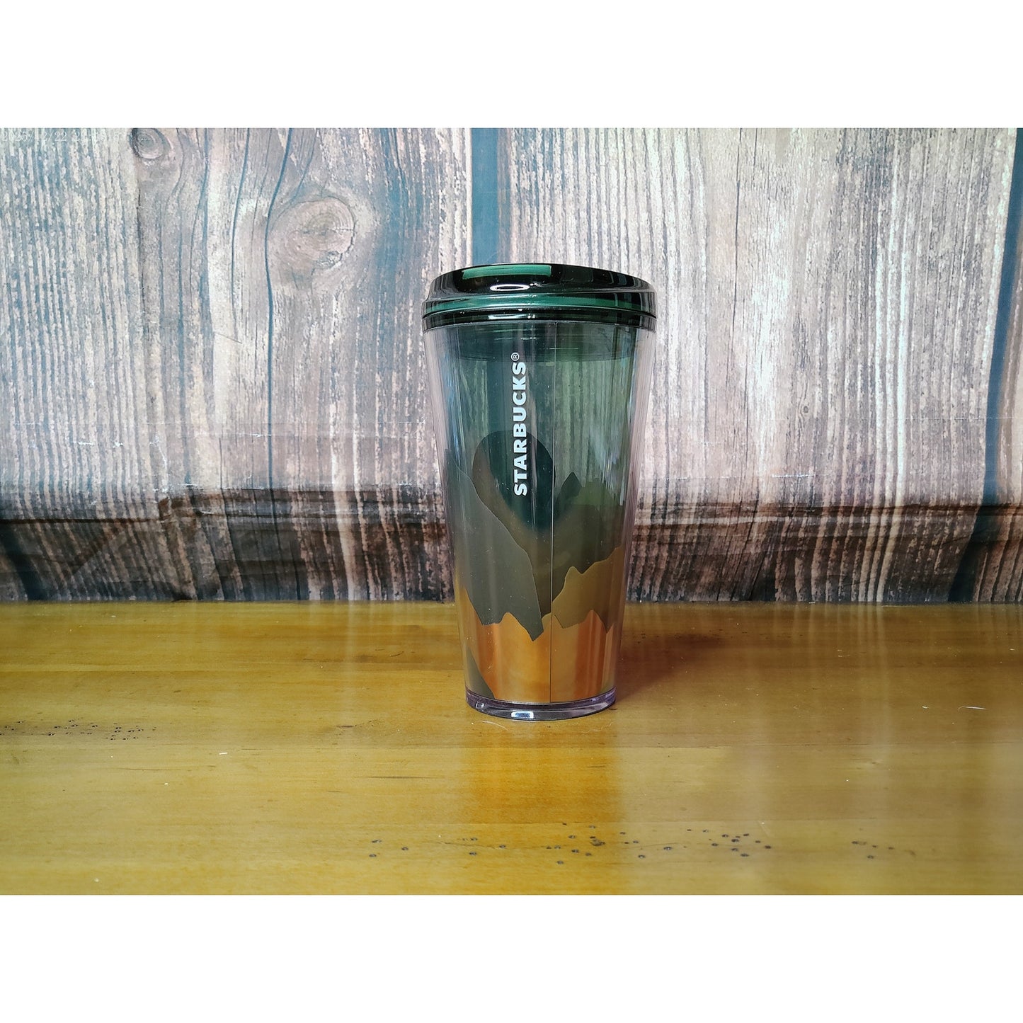 Starbucks Mountain Scape Travel Tumbler Green Lid 16 oz