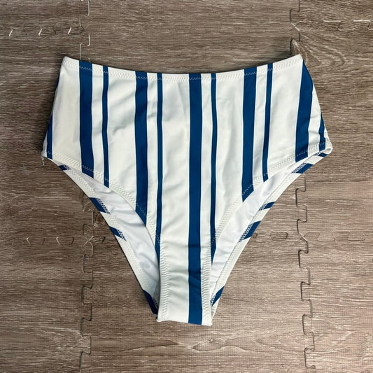 NWT CUPSHE Women's Striped Halter Bikini Bottoms Blue Size Medium