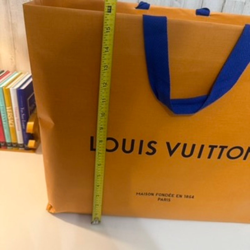 Louis Vuitton Orange Large Shopping Gift Bag Blue Ribbon Handles