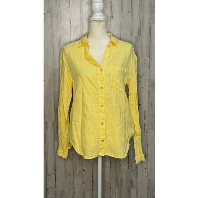 Cloth & Stone Women's Yellow Linen Button-Up Shirt Size Small