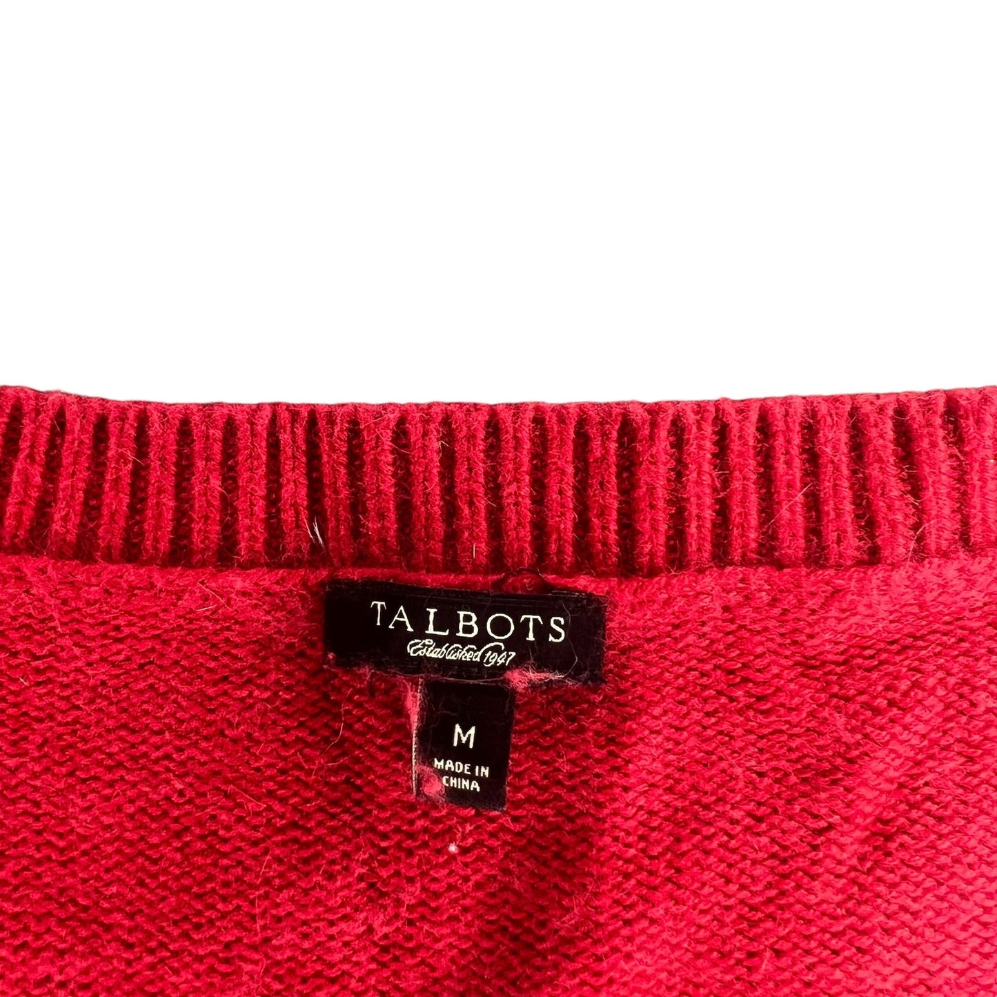 Vintage Talbots Women's Medium Red 3/4 Sleeve Button-Down Cardigan Sweater