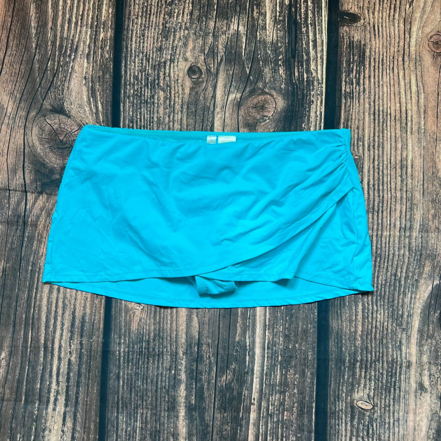 Anne Cole Women's Swim Skirt Medium Blue Wrap Design with Built-In Liner