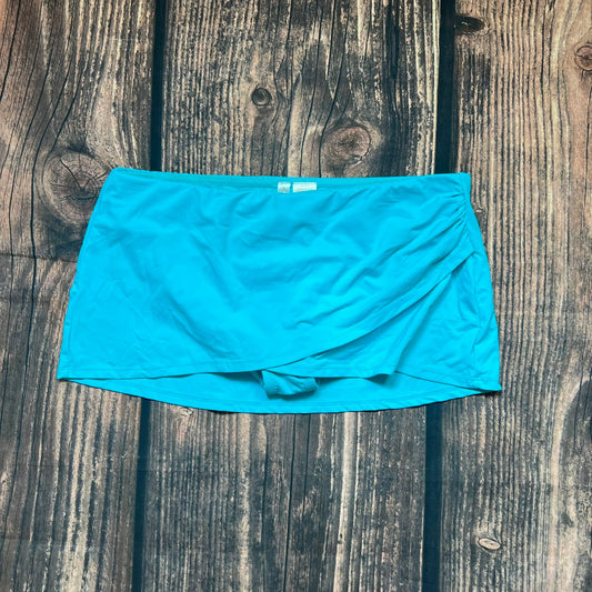 Anne Cole Women's Swim Skirt Medium Blue Wrap Design with Built-In Liner