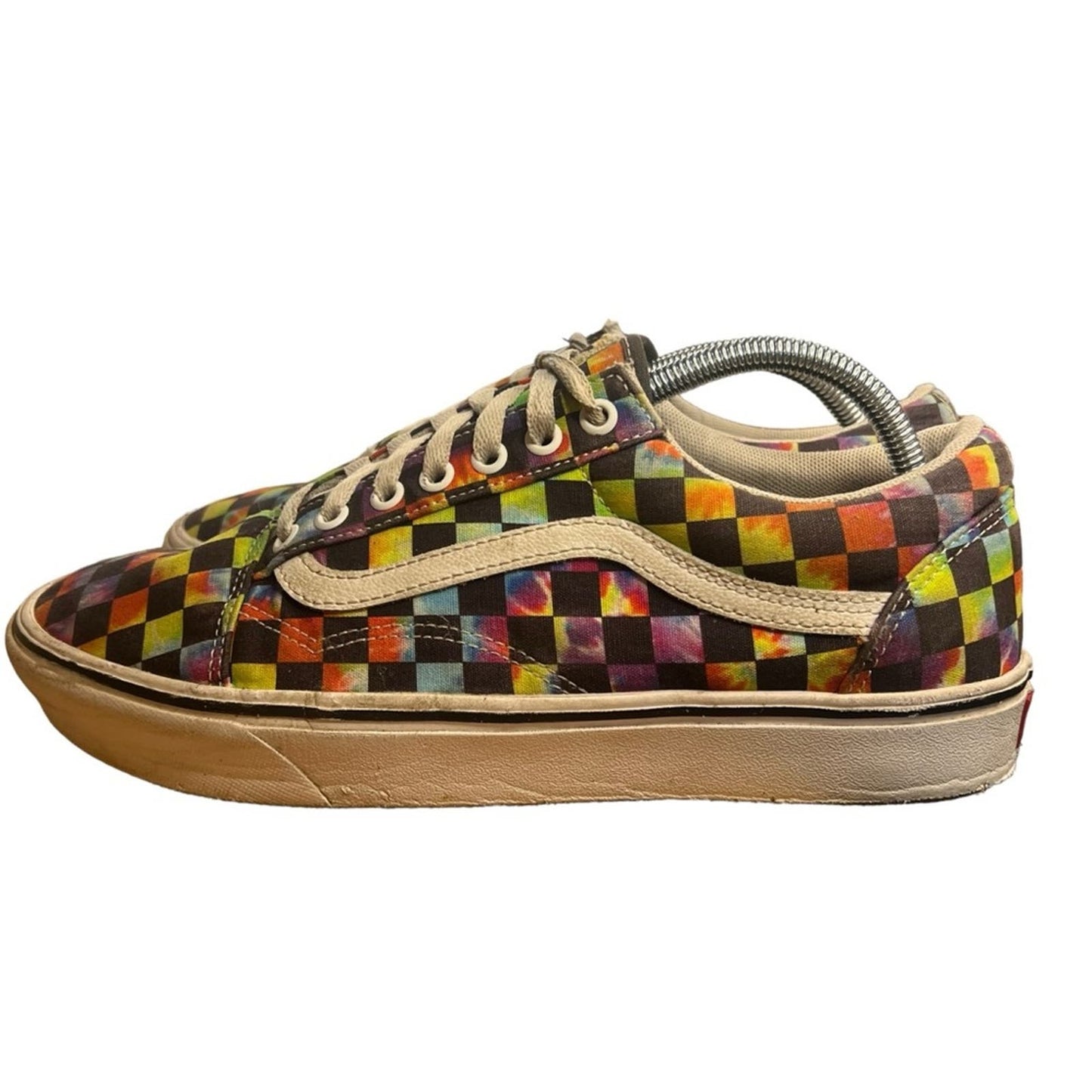 Vans Comfycush Old Skool 'Tie‑Dye Checker' Checkerboard Sneakers Men's Size 10