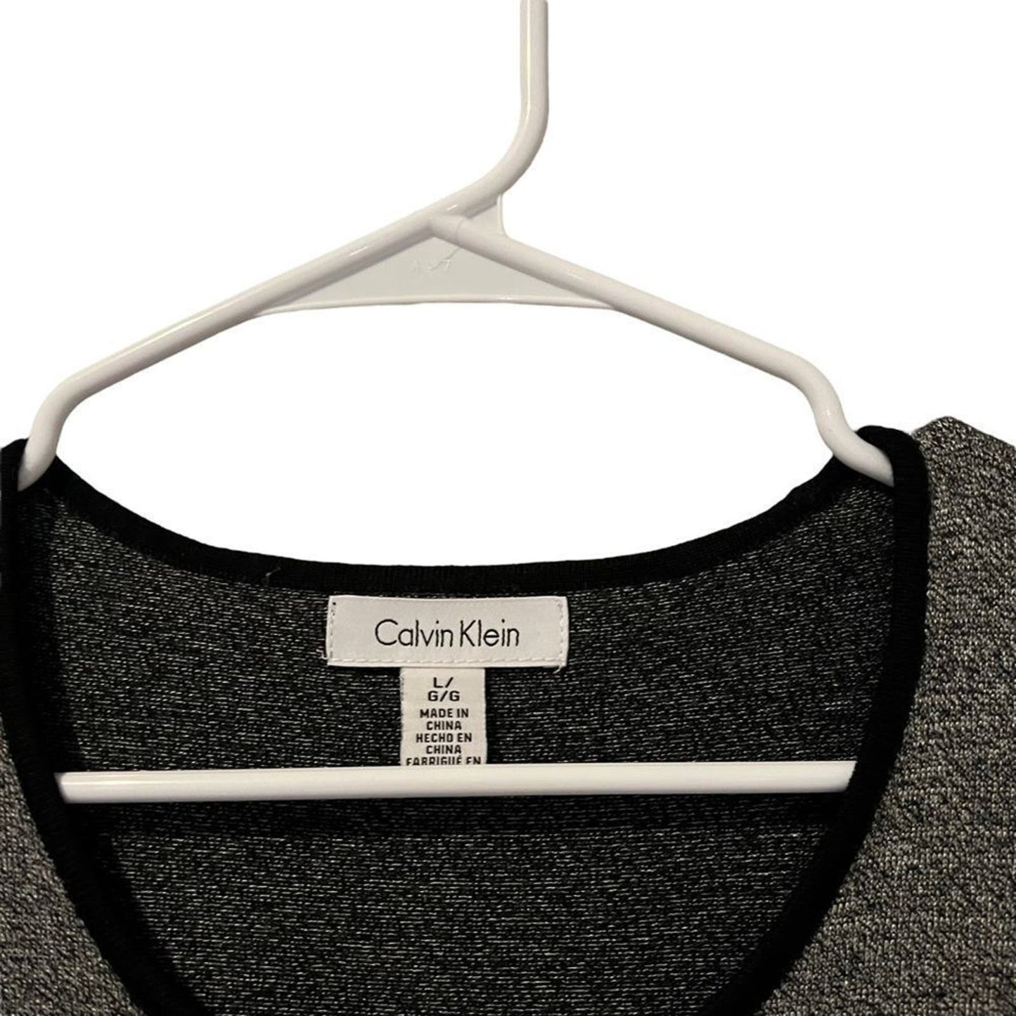 CALVIN KLEIN NEW Women's Gray Contrast-trim Cold-shoulder Sweater Top Size Large