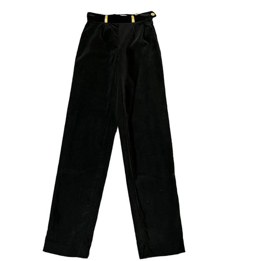 Christian Llinares Black Velour Pants with Gold Accents EU Size 38