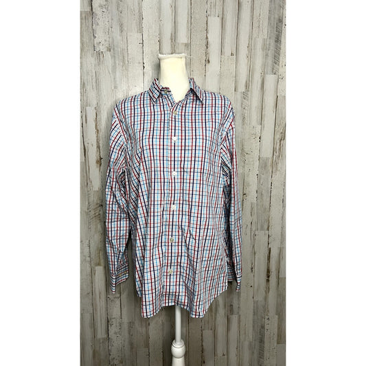 Banana Republic Men's Size Large 16-16.5 Slim Fit Multicolor Plaid Dress Shirt