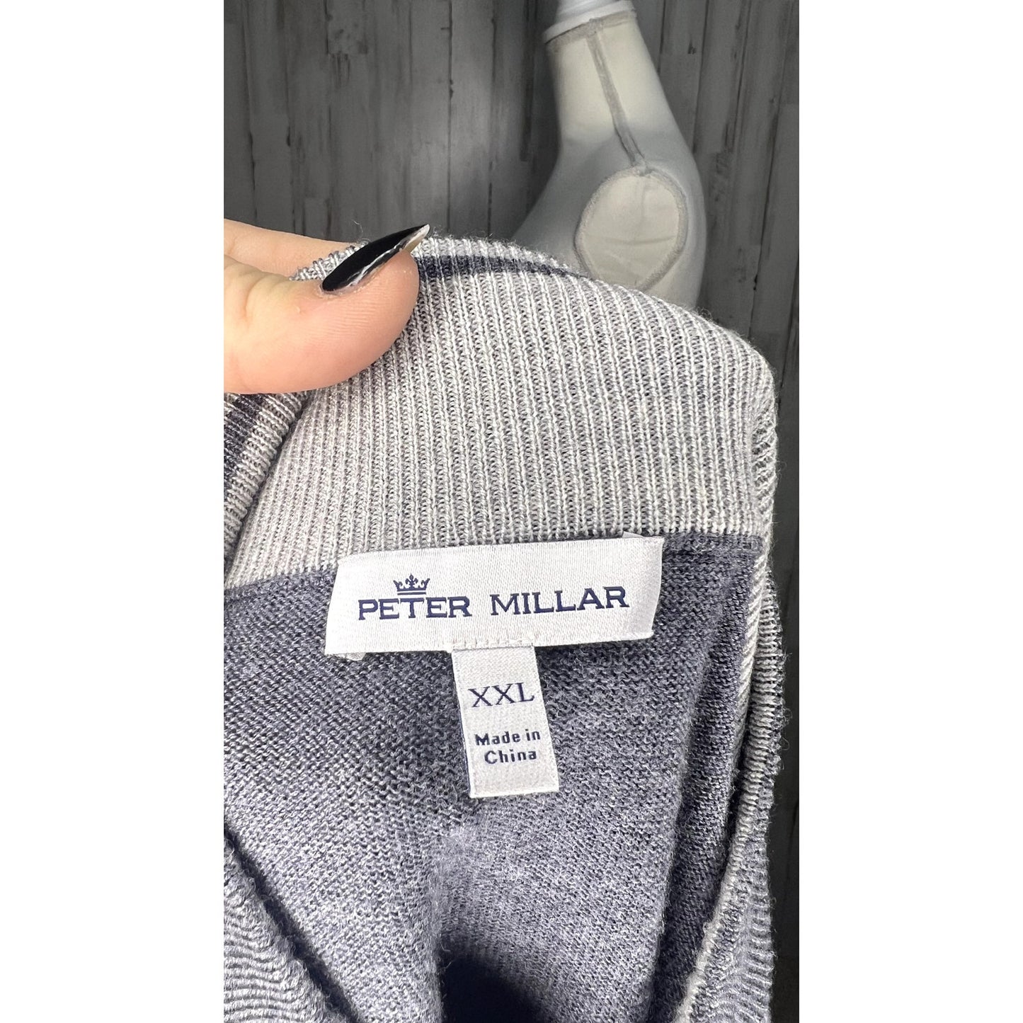 Peter Millar Men's XXL Gray Quarter-Zip Sweater Vest Casual