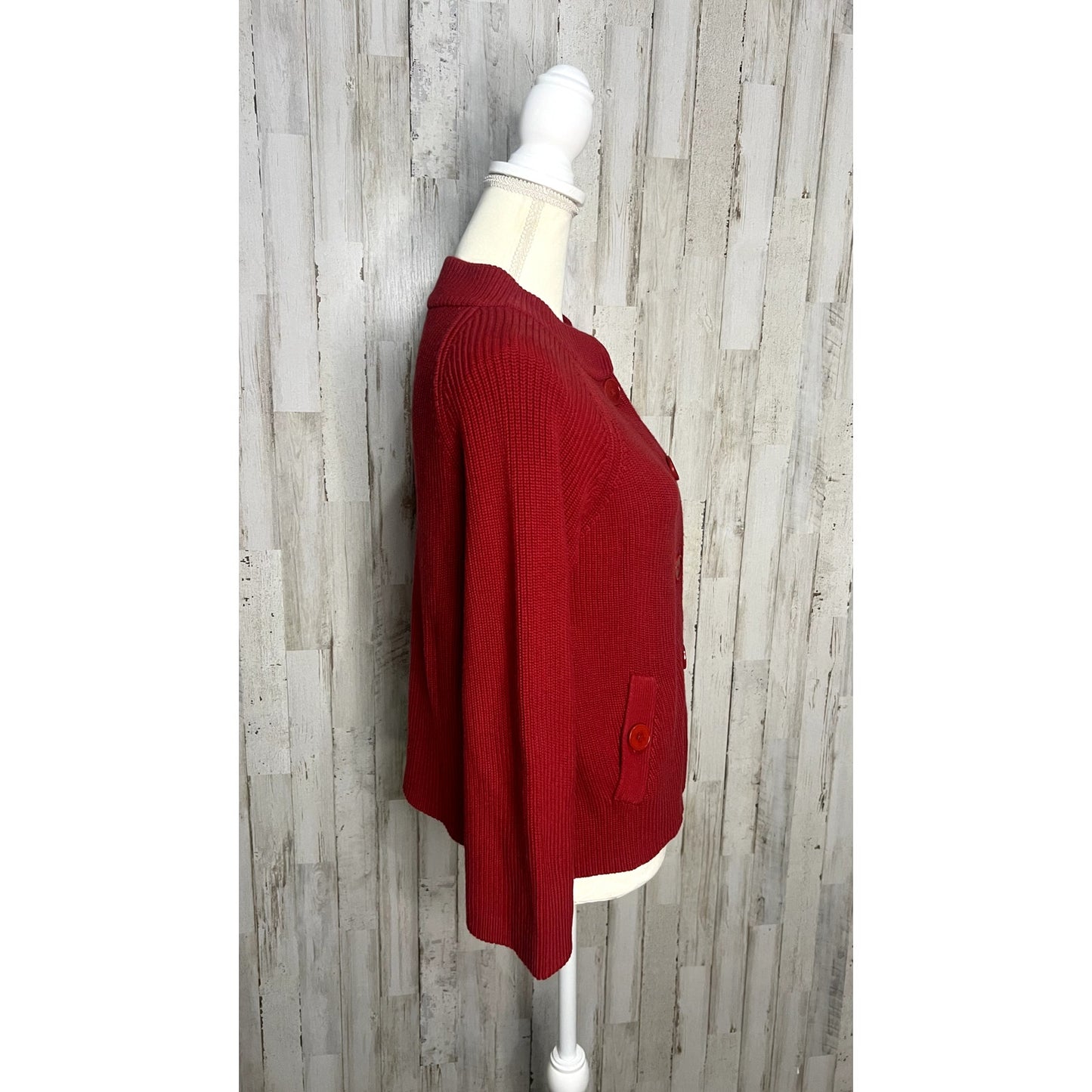 Talbots Women's Petite Size Small Red Button Front Cardigan Sweater