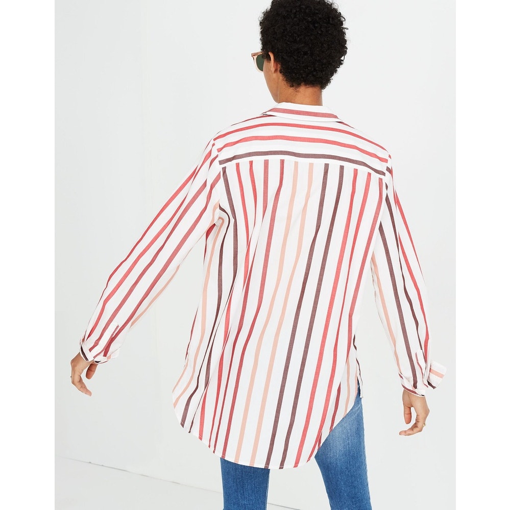 Madewell Women's XS Striped Button-Up Shirt Long Sleeve Casual Relaxed Fit