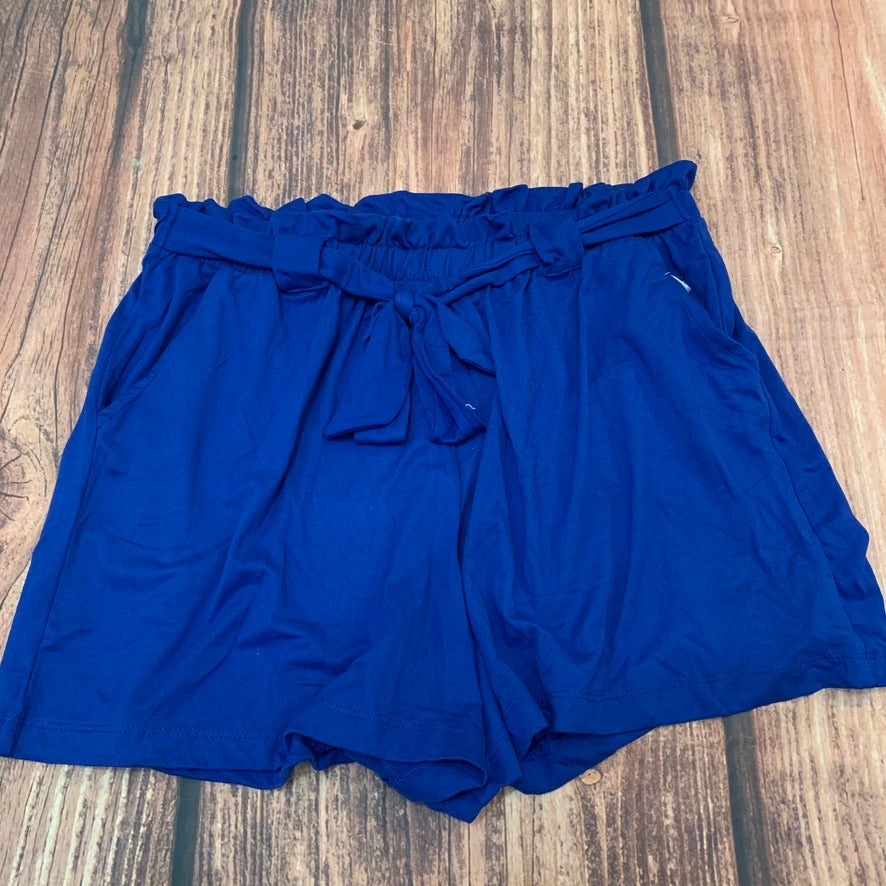 Jolie & Joy Blue Paperbag Waist Shorts Size 1X Tie Belt