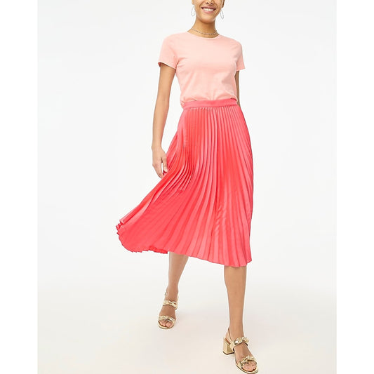 NWT J.Crew Factory Women's Medium Pink Pleated Elastic Waist Midi Skirt