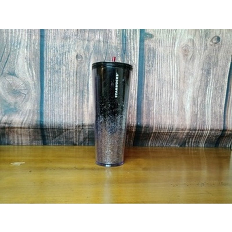 Starbucks Black Glitter Ombre Tumbler w/ Lid & Straw 24 oz