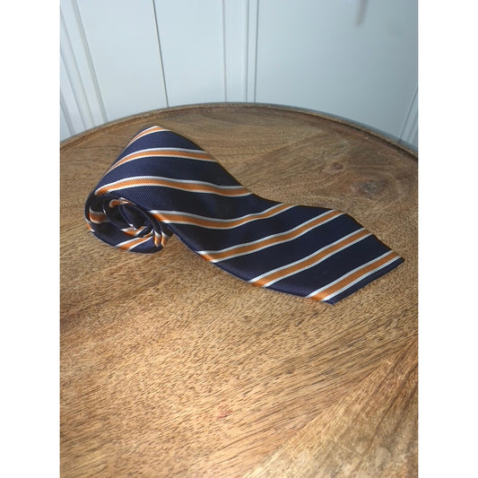 IZOD Men's Blue & Orange Striped Silk Tie Classic Length