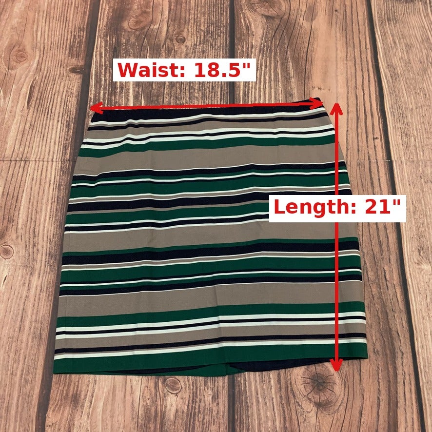 Talbots Striped Pencil Skirt Size 16 Women’s Black Green
