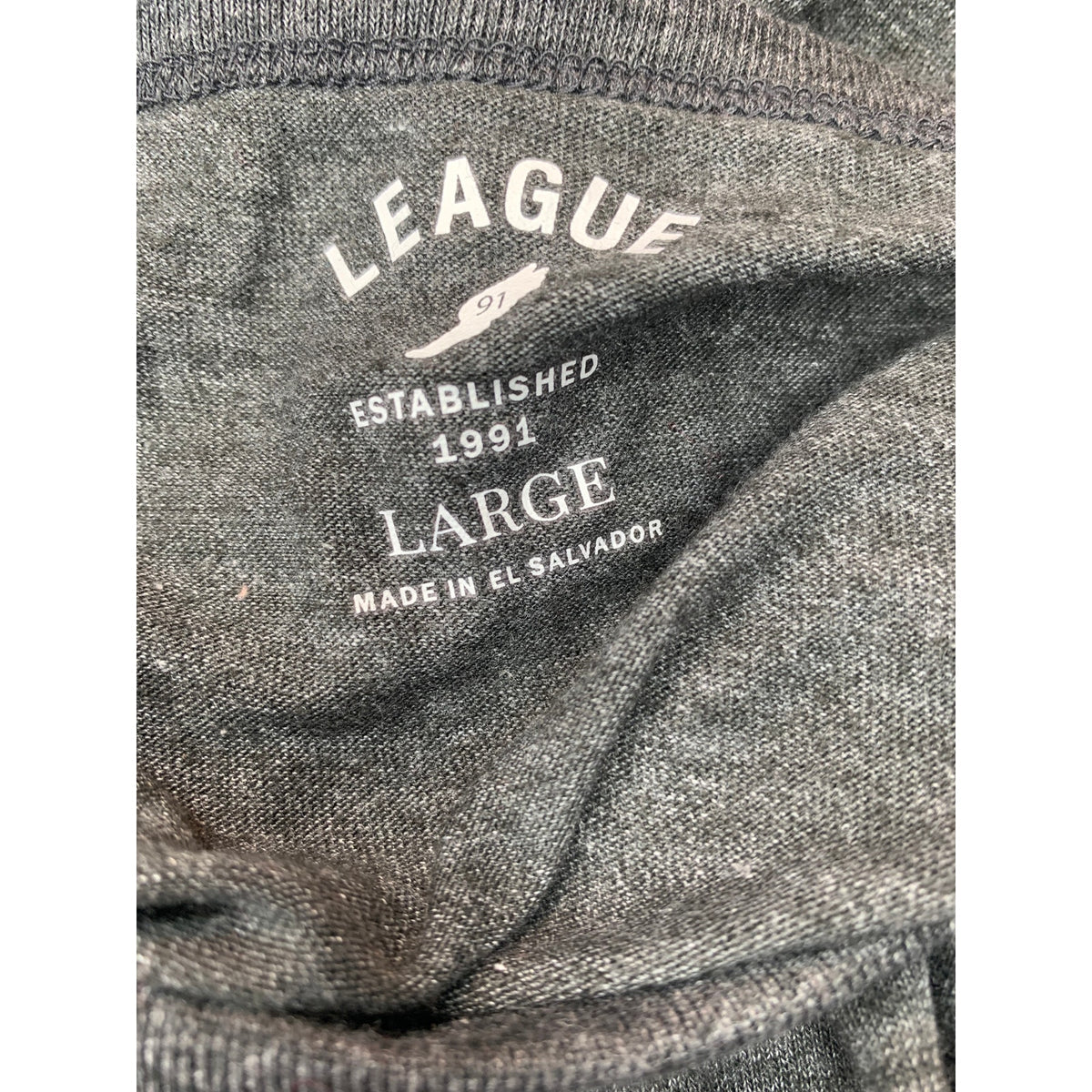 NWT League 91 House of Flynn T-Shirt Men's Large Heather Gray Graphic Logo Crew