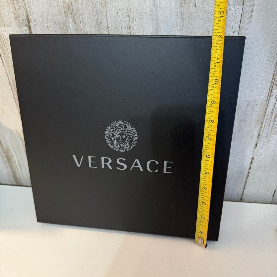Versace Large Gift Presentation Box Matte Black Lid Silver Medusa Logo