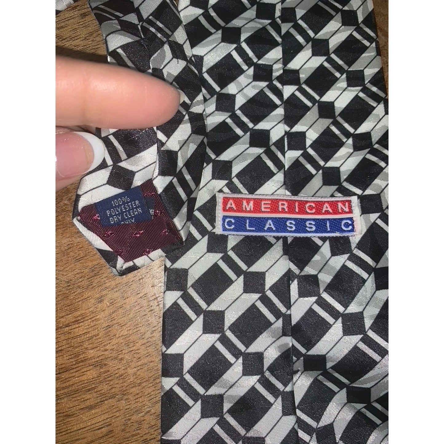 American Classics Black Geometric Silk Designer Tie