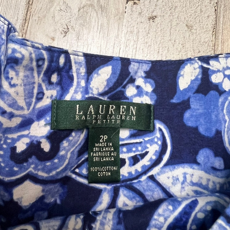 Lauren Ralph Lauren Paisley A-Line Knee Length Skirt Blue Size 2P