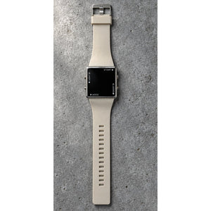 LED Mirror Watch Square Digital White Silicone Band Silver Tone Unisex Retro Y2K NOT TESTED